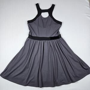 Y2K Victoria Secret Mini Dress M Sleeveless Velvet Bow A-Line Black Gray Stretch
